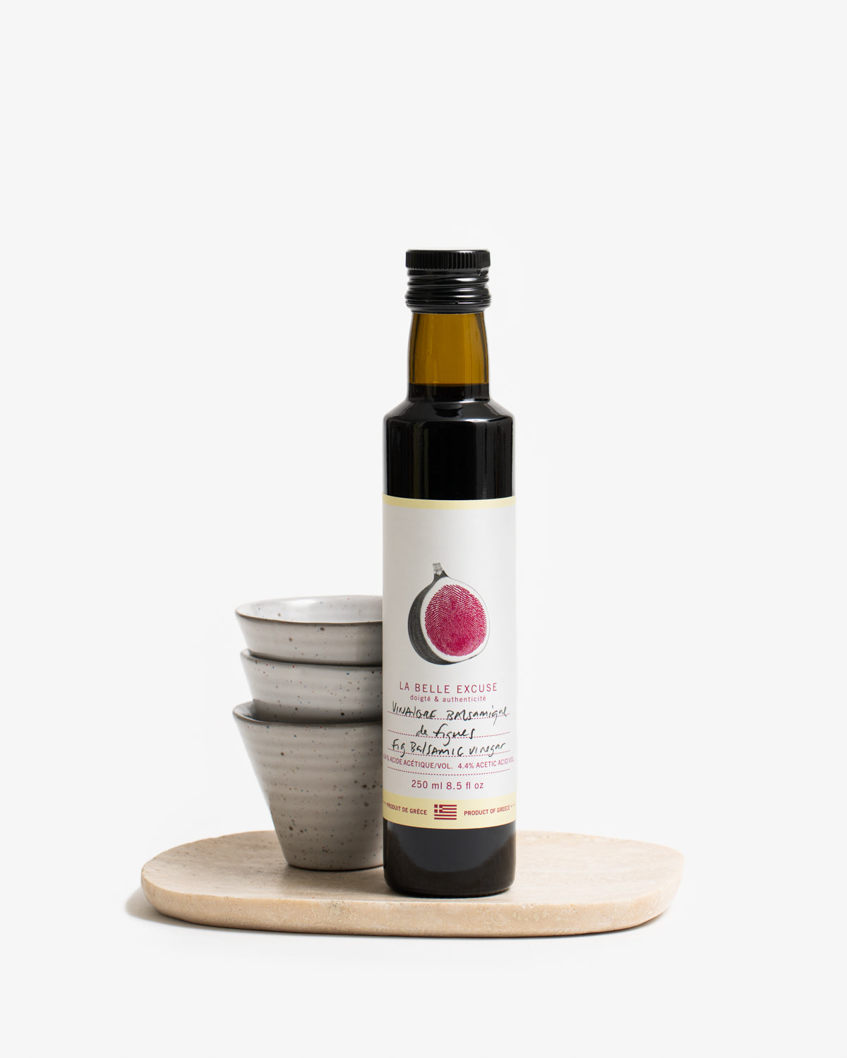 250 ml La Belle Excuse Fig Balsamic Vinegar, olive oil fine foods — close-up view.