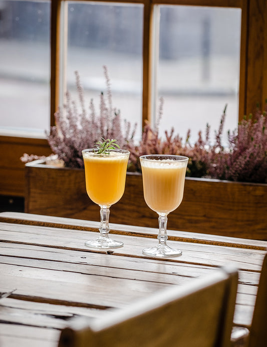 Sea buckthorn berry, rosemary and lemon vinegar shrub