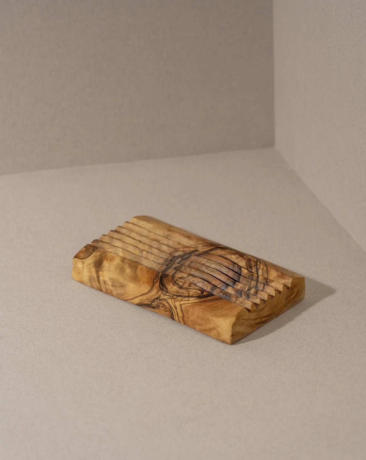 Natural Olive Wood Soap Holder - Stripes | 2 Models