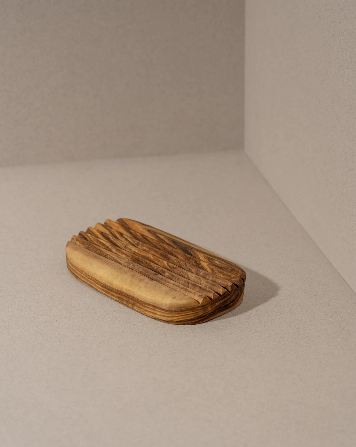 Natural Olive Wood Soap Holder - Stripes | 2 Models