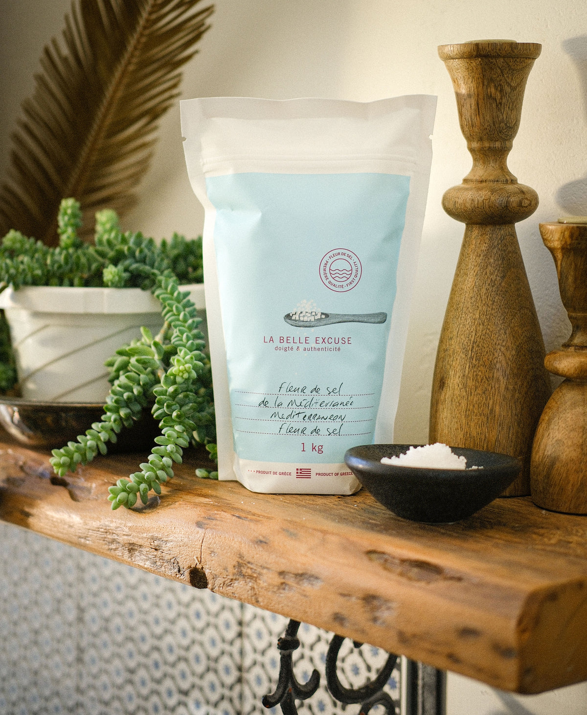 La Belle Excuse Mediterranean Fleur de Sel, hand-harvested and unrefined, available in 1 kg formats.
