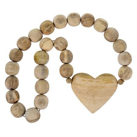 Chaîne de perles en bois avec coeur