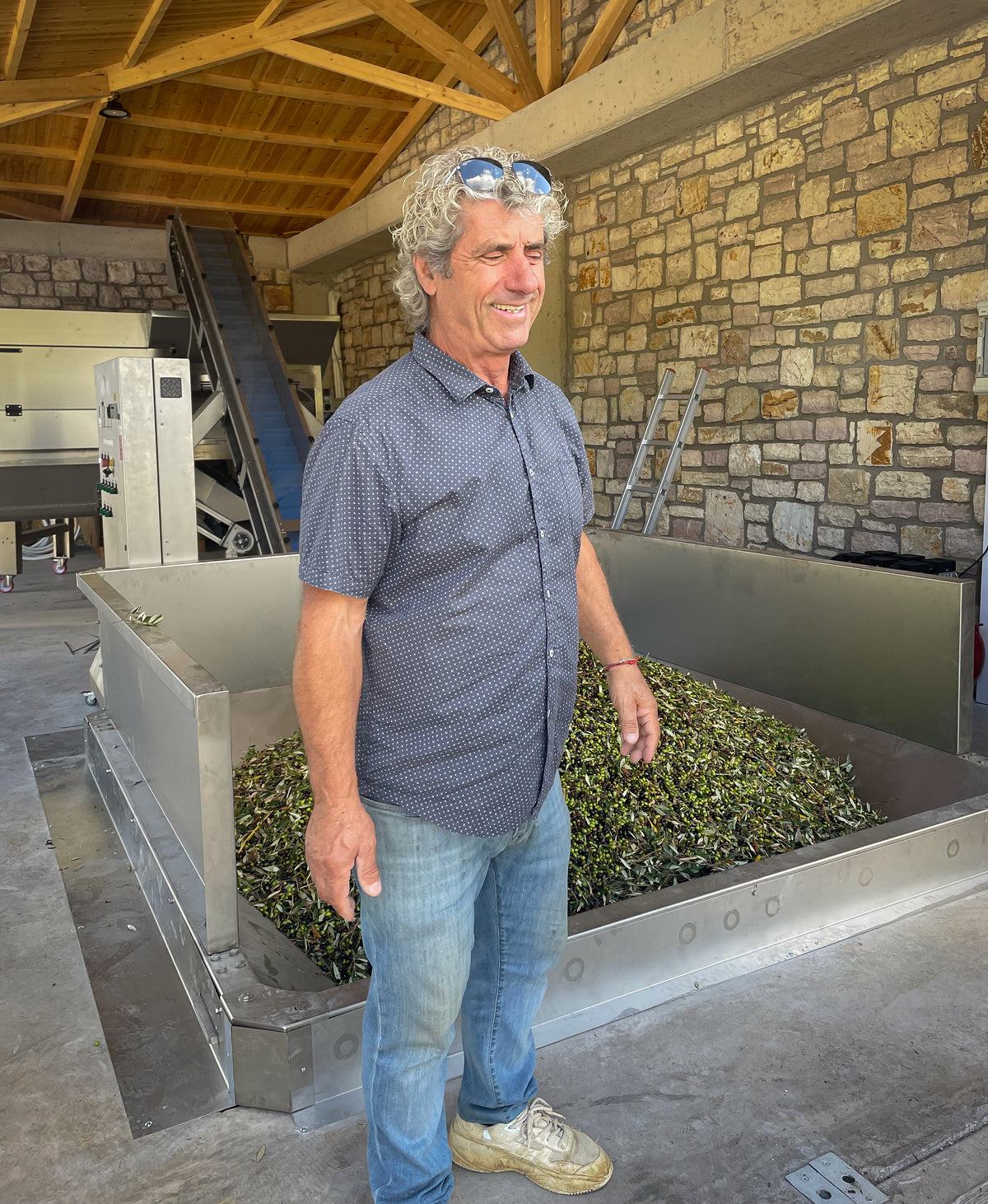 Aristo, owner of La Belle Excuse, on the family’s olive groves in Trifilia, Greece, where La Belle Excuse olive oil is produced.