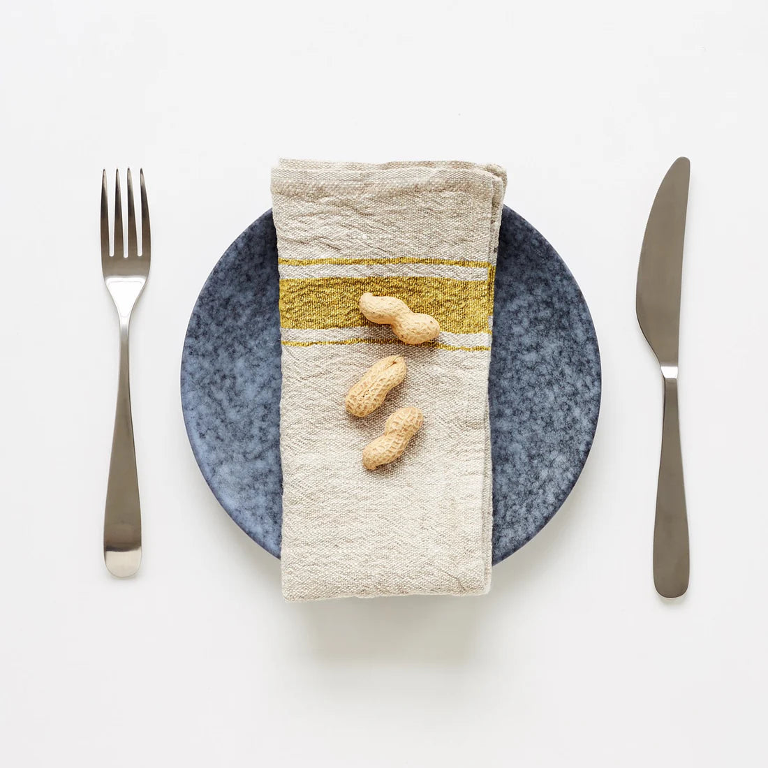Serviettes de table en lin à rayures, Vintage | Ensemble de 2
