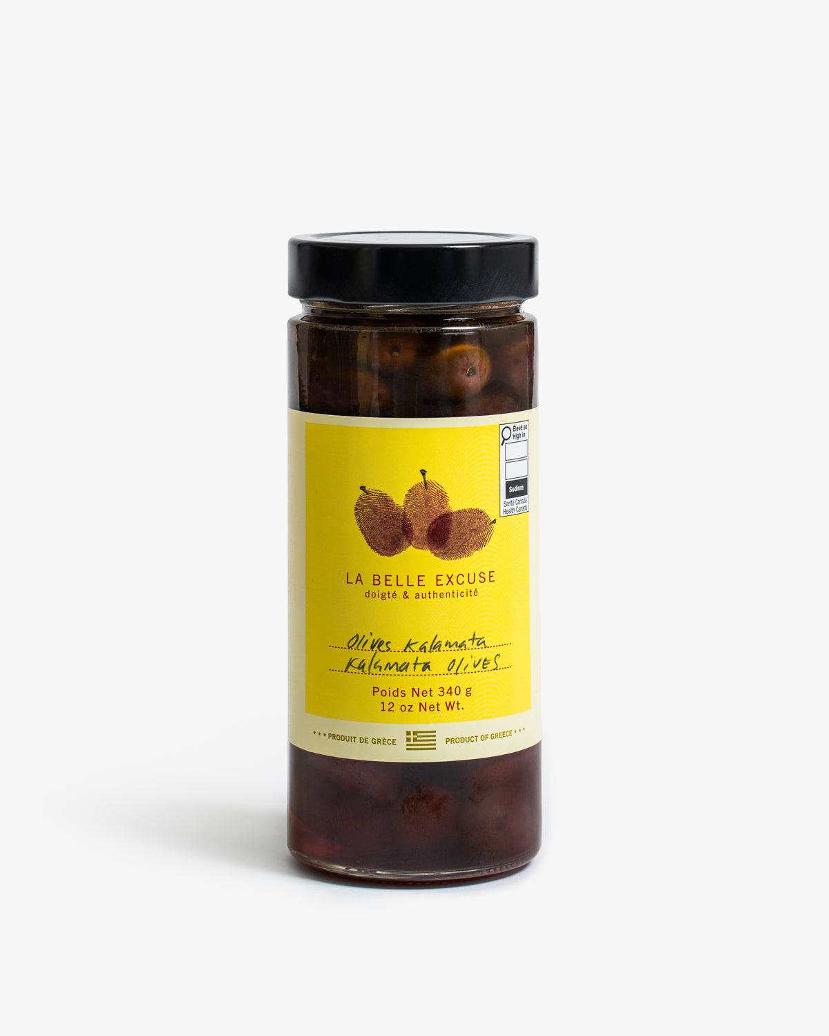 La Belle Excuse Kalamata olives from Greece, available in 340 g
