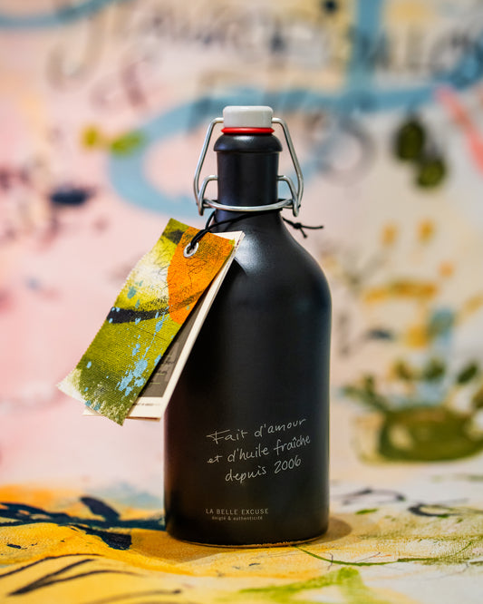 Ceramic Olive Oil Cruet - “Fait d’amour et d’huile fraîche depuis 2006”