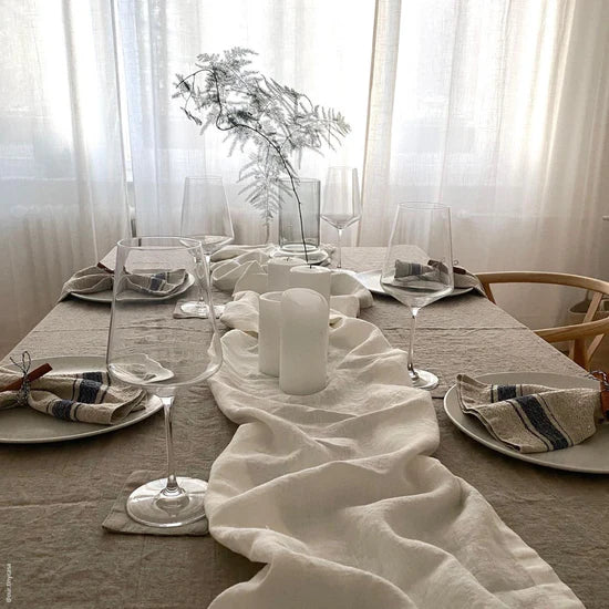 Serviettes de table en lin à rayures, Vintage | Ensemble de 2