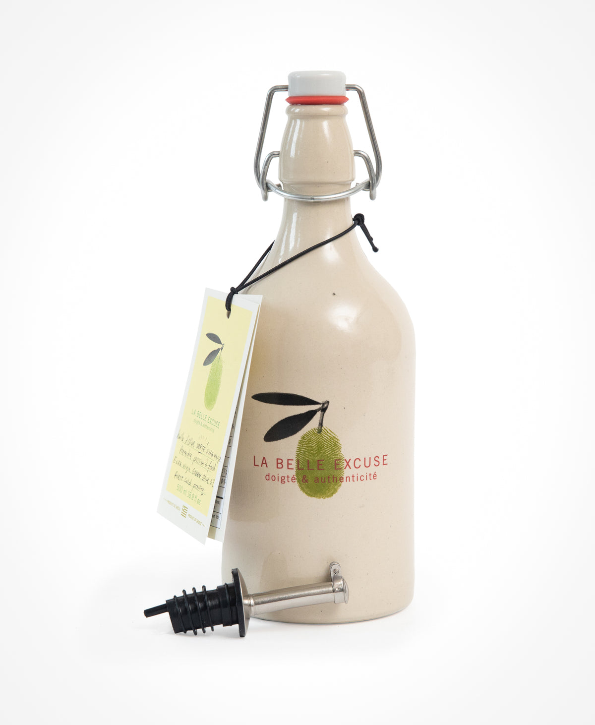 Huile d'olive extra-vierge Ceramic Cruet, Extra Virgin Green Olive Oil, La Belle Excuse, olives de Grèce, 500 ml